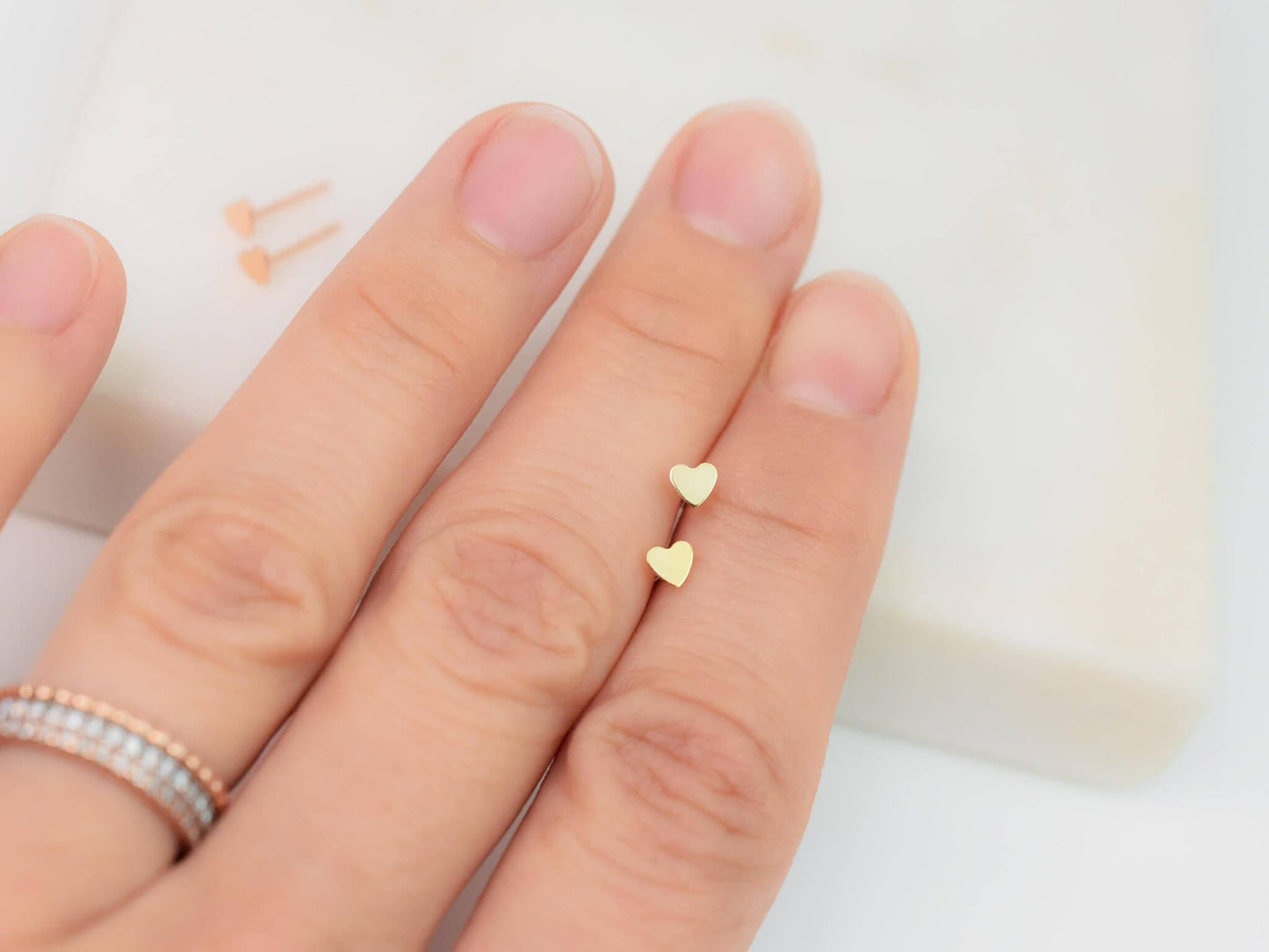 Tiny Heart Stud Earrings: Gold fill